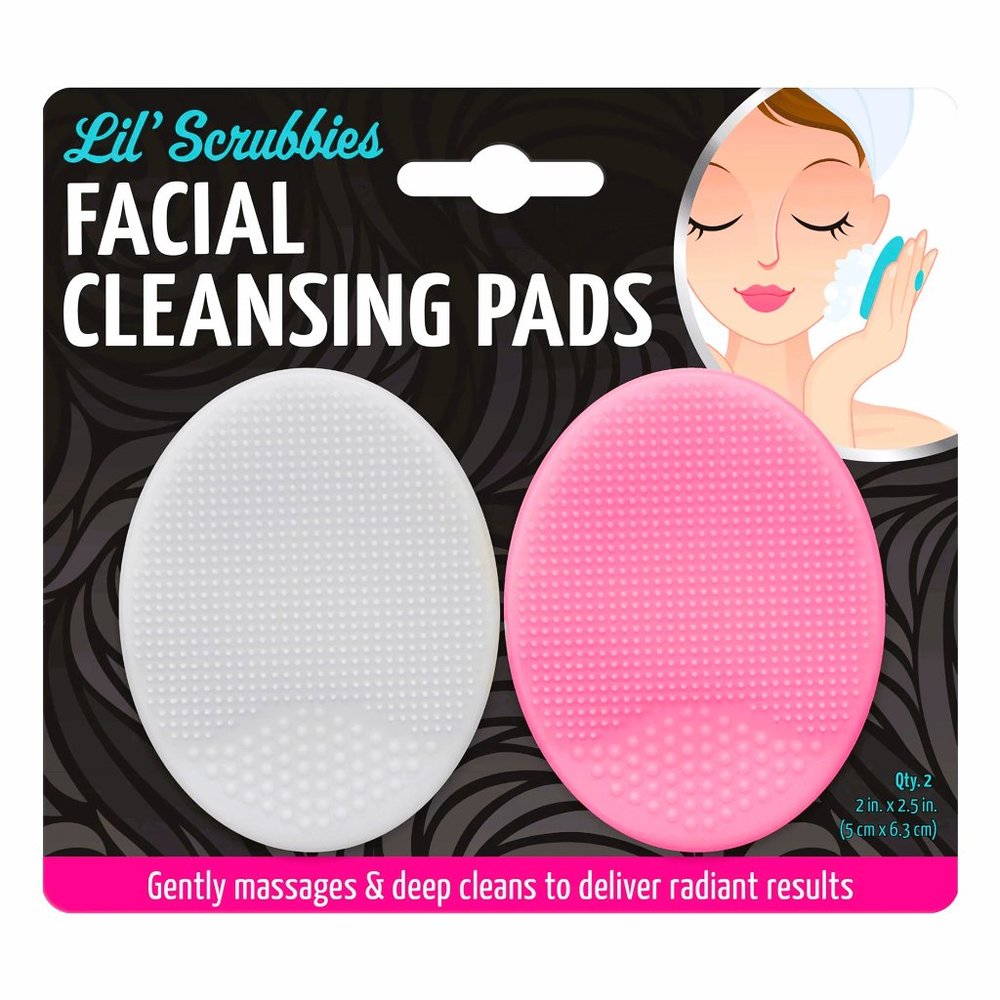 LIL SCRUBBIES FACIAL CLEANSING PADS 2 PACK PINK WHITE NEW EXFOIATING MASSAGES